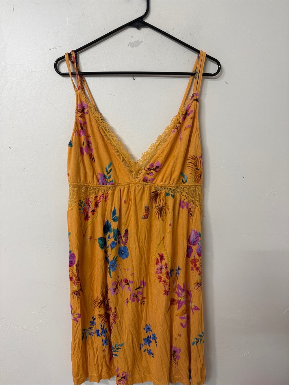 Soma Yellow Floral Slip chemise  with Pink & Blue Accents